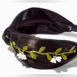 BLACK VINE & FLOWER DANGLE KNOTTED HEADBAND